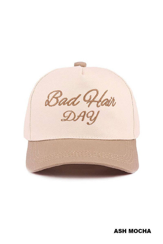 Bad Hair Day Two Tone Canvas Cotton Cap: ASH MOCHA