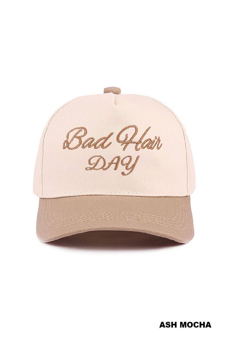 Bad Hair Day Two Tone Canvas Cotton Cap: ASH MOCHA