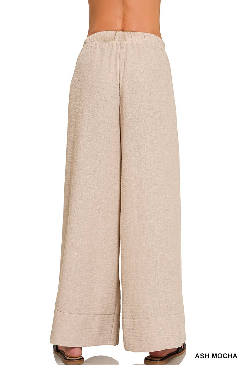 Woven Airflow Drawstring Pants: ASH MOCHA