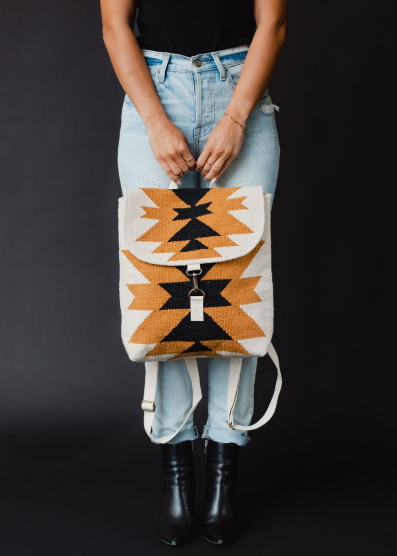 Aztec Woven Backpack Camel