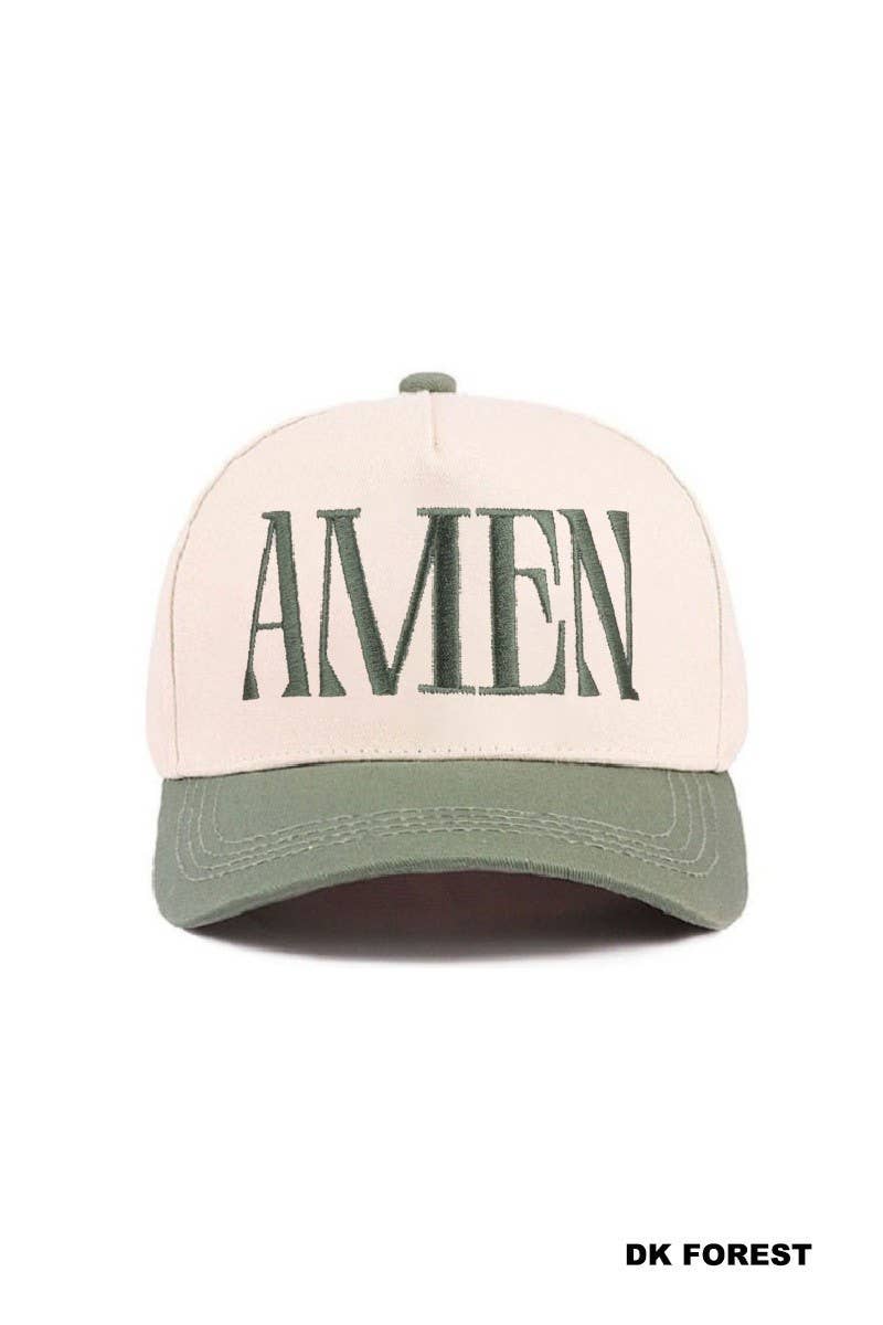 Amen Two Tone Cotton Hat: DK FOREST