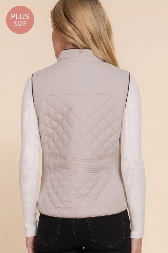 Hayle Quilted Vest- Pale Taupe Plus