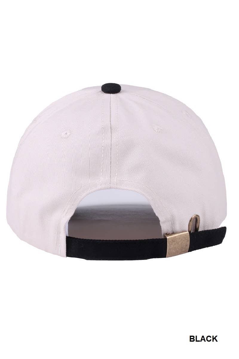 Honey Two-tone Canvas Cotton Cap: BLACK