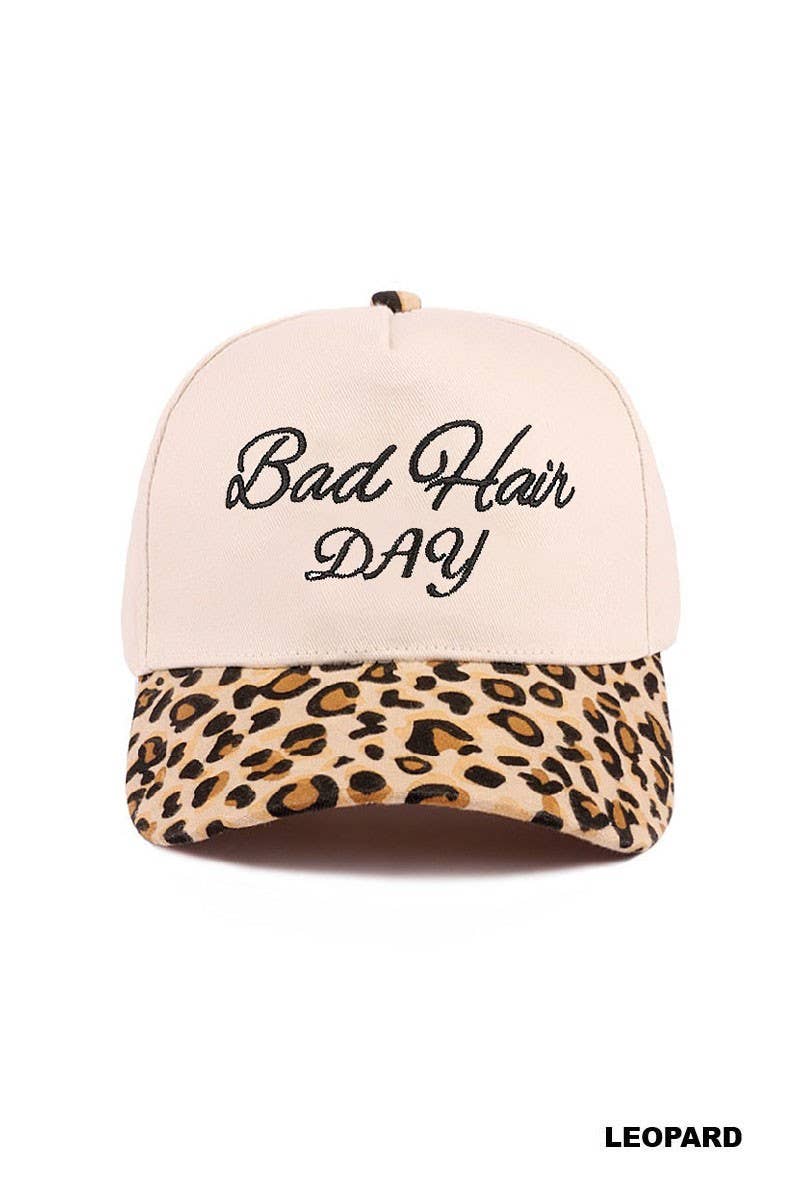 Bad Hair Day Two Tone Canvas Cotton Cap: LEOPARD
