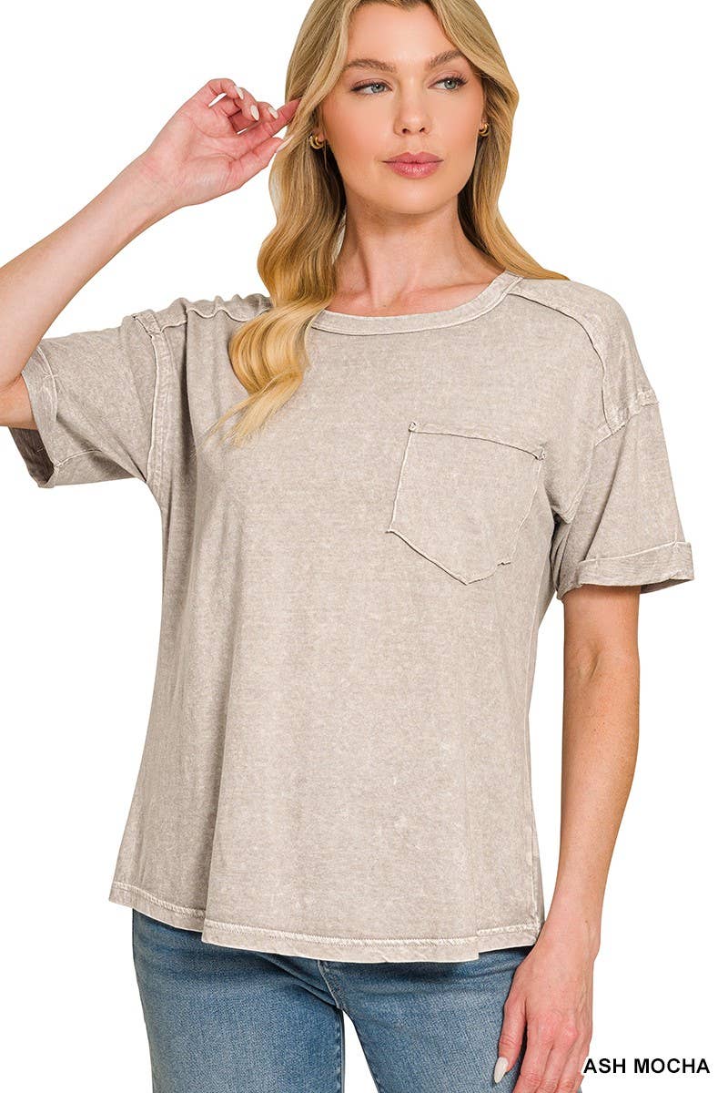 Halo Washed Relaxed Fit Tee: ASH MOCHA