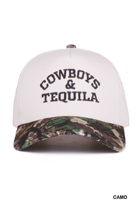 Cowboys And Tequila Two Tone Canvas Cotton Cap: CAMO