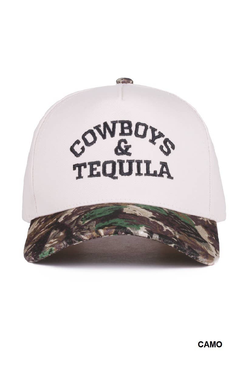 Cowboys And Tequila Two Tone Canvas Cotton Cap: CAMO
