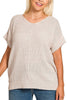 Plus Center Seam Short Sleeve Sweater: H MOCHA