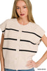 Striped Viscose Sweater Vest: SAND BEIGE