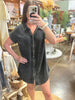 Washed Double Gauze Button Down Shirt Dress: ASH BLACK