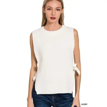 Marie Tie Sweater Vest Ivory