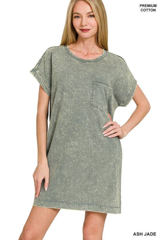 Premium Cotton Washed T-shirts Dress: ASH JADE