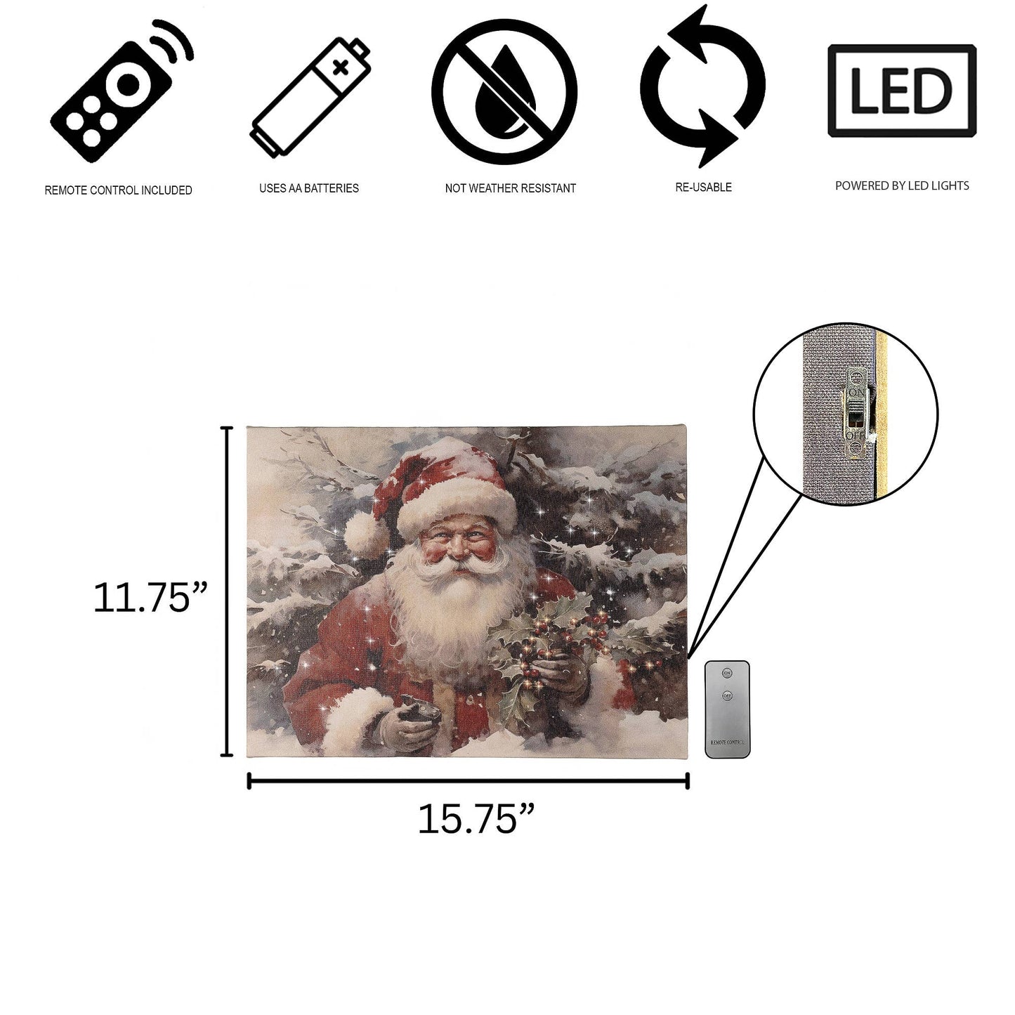 Battery-Operated Lighted Wall Art - Jolly St. Nick