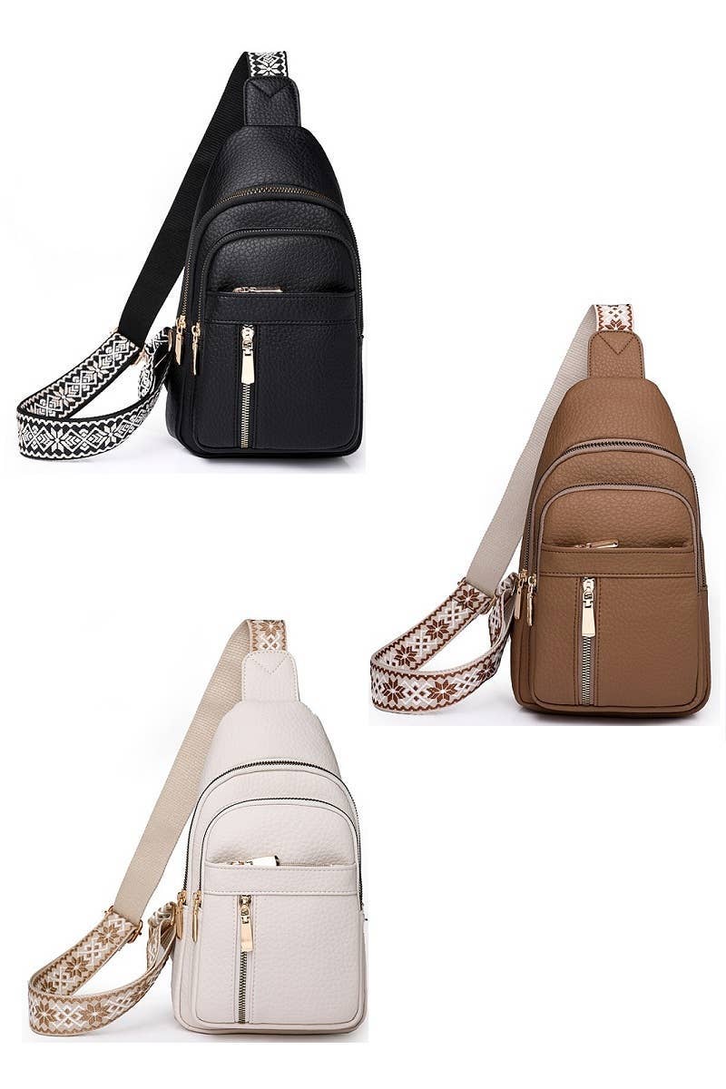 Crossbody Sling Chest Pack Bag: BLACK