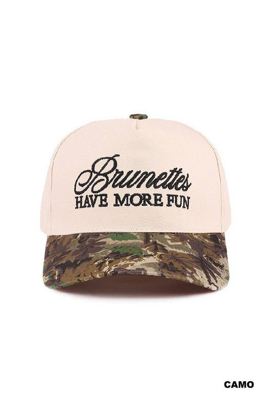 Brunettes Have More Fun Two-tone Canvas Cotton Cap: CAMO