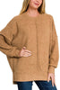 Brushed Melange Hacci Oversized Sweater: DEEP CAMEL