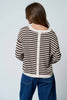STRIPE RELAXED BACK BUTTON DETAIL KNIT SWEATER: OATMEAL