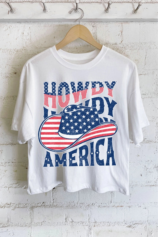 Howdy America Flag Hat Graphic T-Shirt