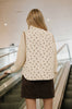 FLORAL QUILTED ZIP-FRONT MOCK NECK VEST : CREAM MULTI