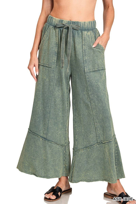 Exposed-seam Flare Hem Pants With Pockets: ASH JADE
