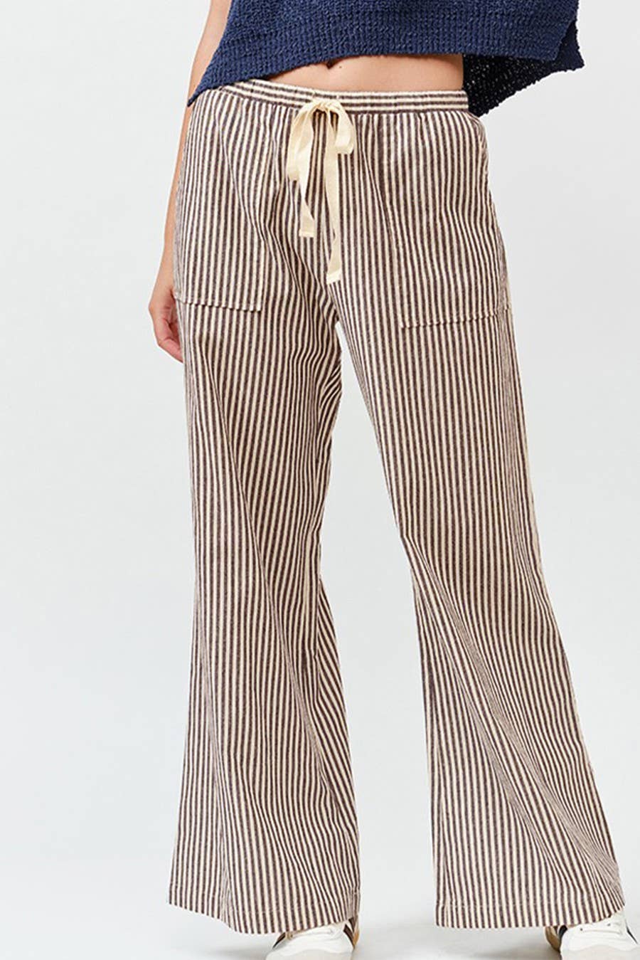 Striped Wide Pants: BROWN