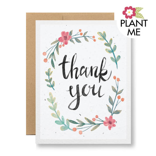 Plantable Seed Paper Greeting Card - Thank you {watercolor}