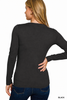 Brushed Long Sleeve Round Neck Tee: BLACK