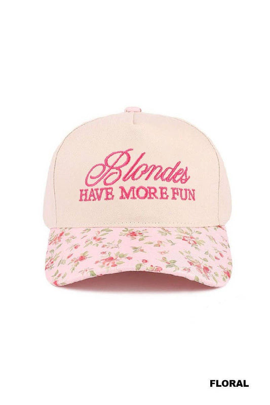 Blondes Have More Fun Two-tone Canvas Cotton Cap: FLORAL