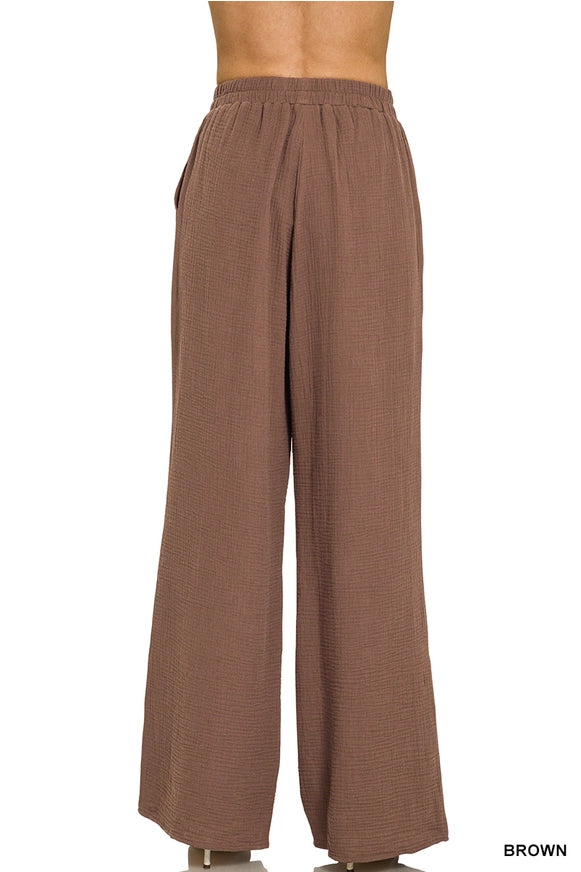 Maizie Double Gauze Pants Brown