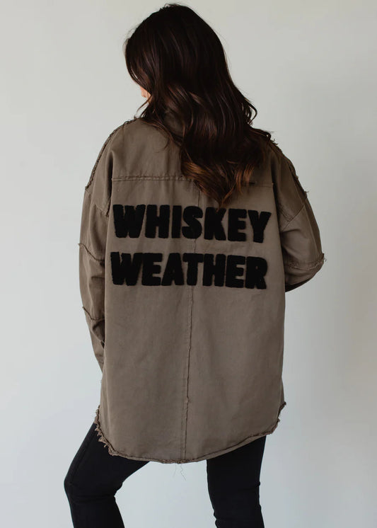 Distressed "whiskey Weather" Jacket