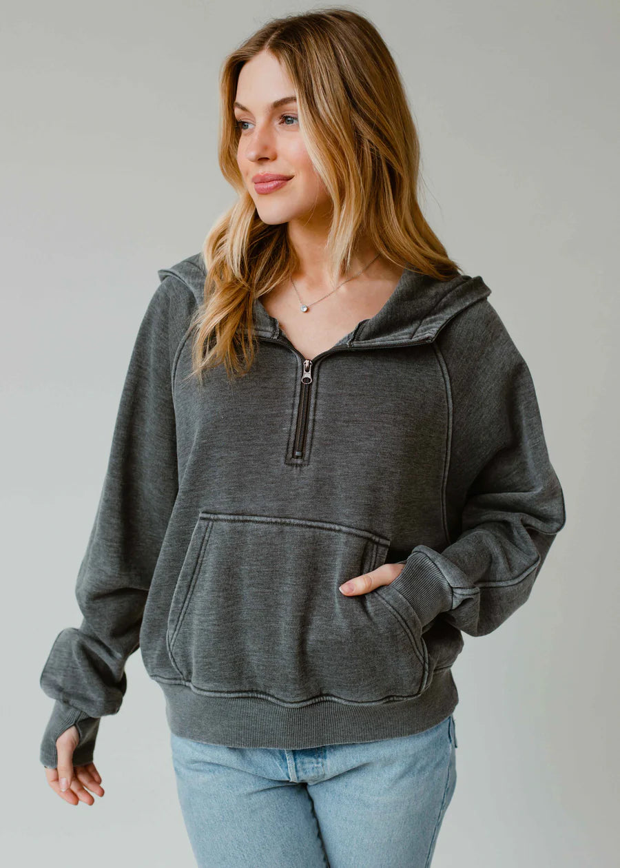 Hooded Half Zip Sweatshirt