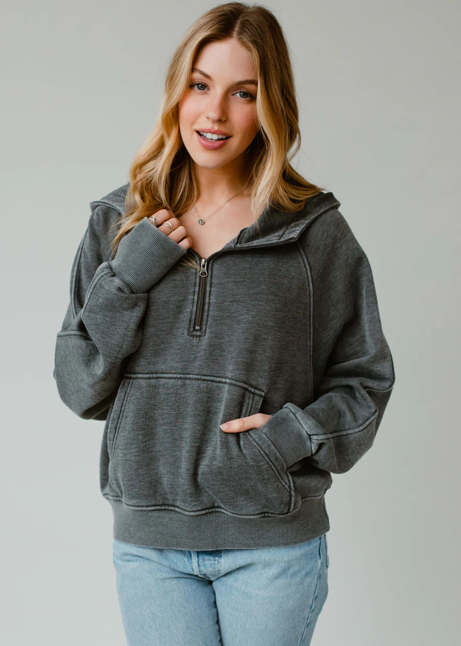 Hooded Half Zip Sweatshirt