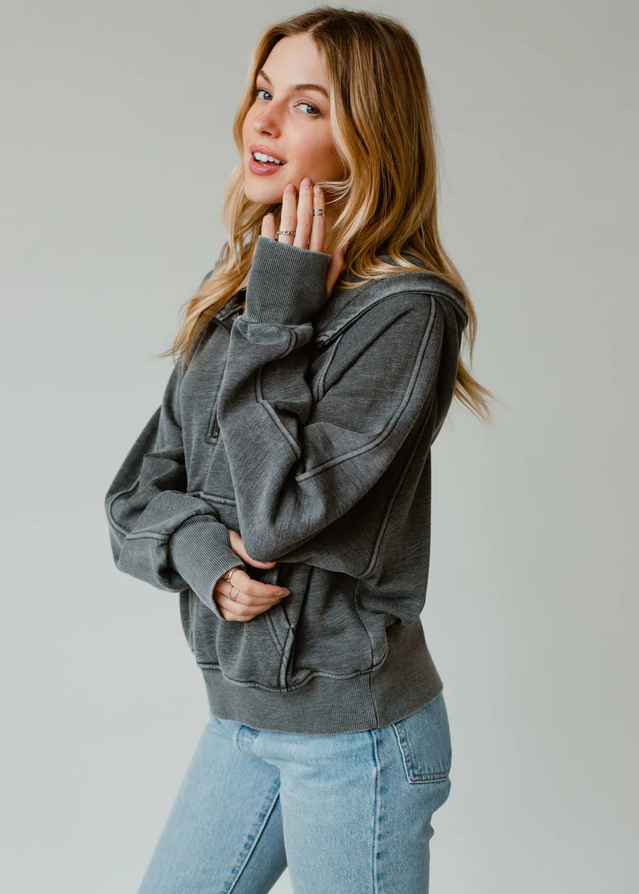 Hooded Half Zip Sweatshirt