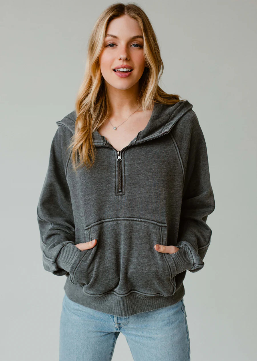 Hooded Half Zip Sweatshirt