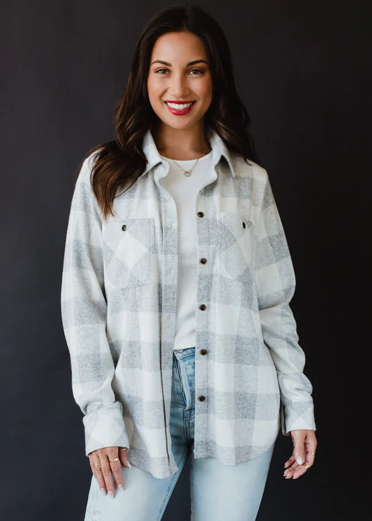 Gray & White Super Soft Flannel