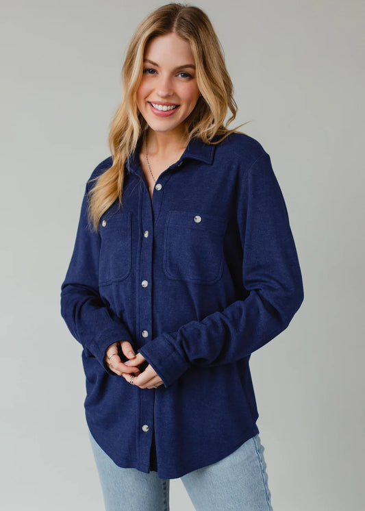 Navy Super Soft Button Up