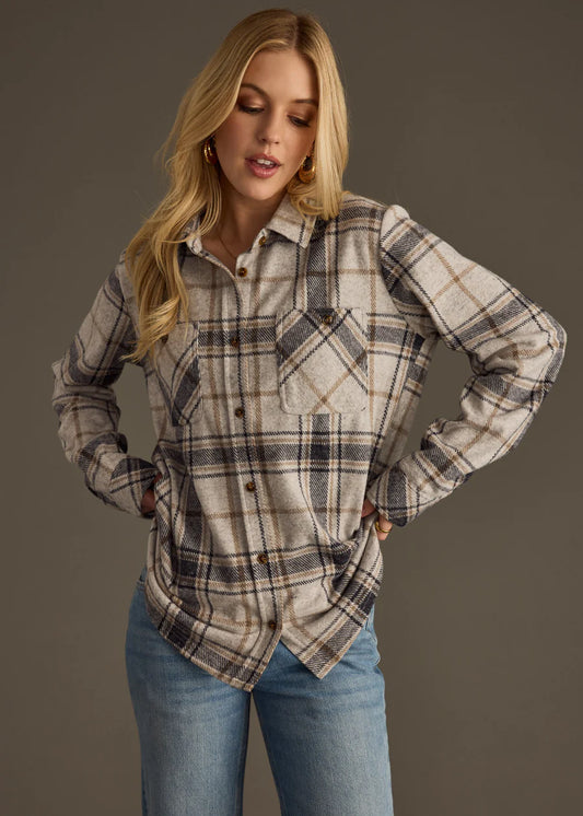 Super Soft Grey Plaid Shirt