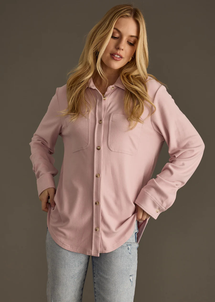 Dusty Pink Supersoft Button Up Top