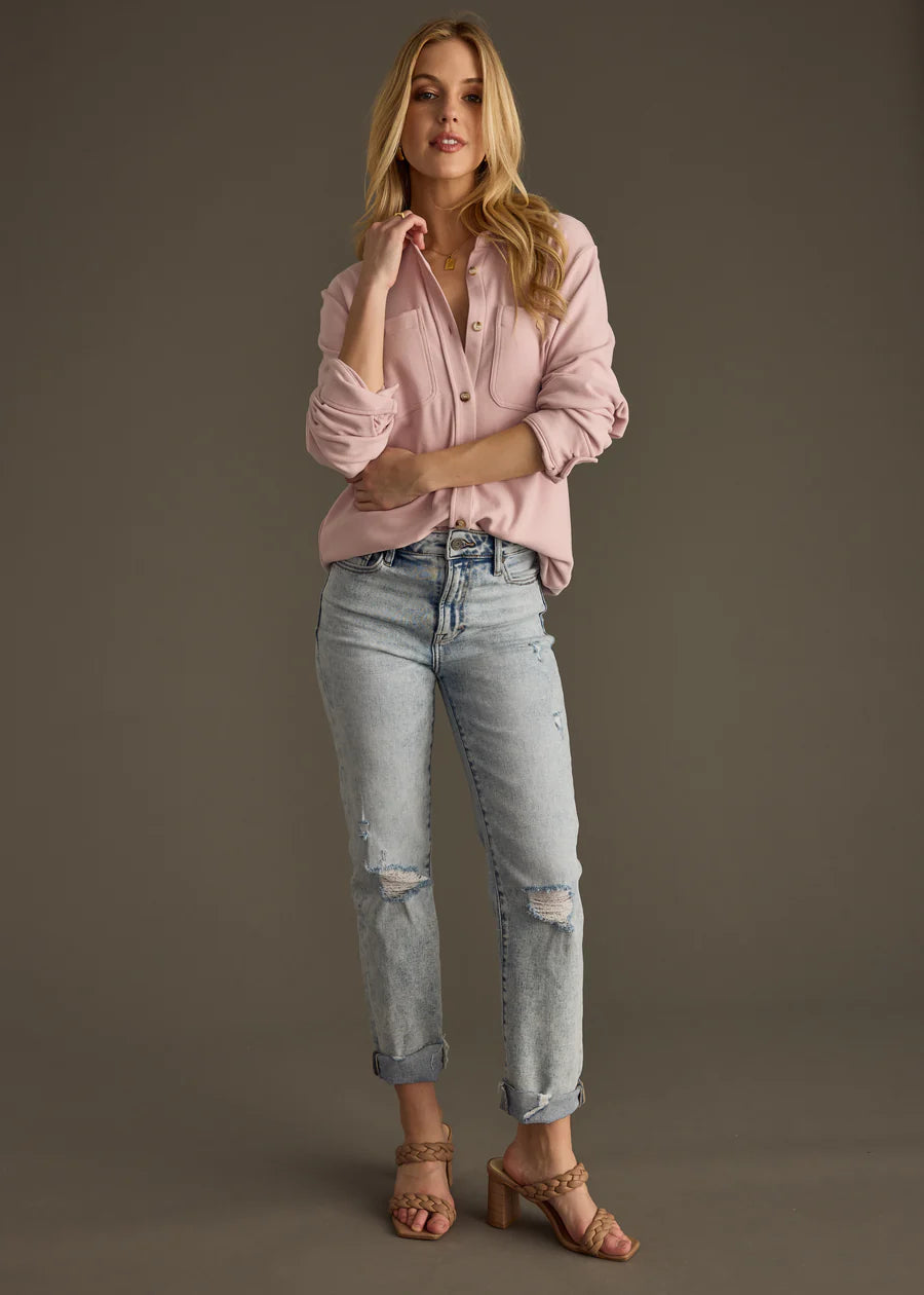 Dusty Pink Supersoft Button Up Top