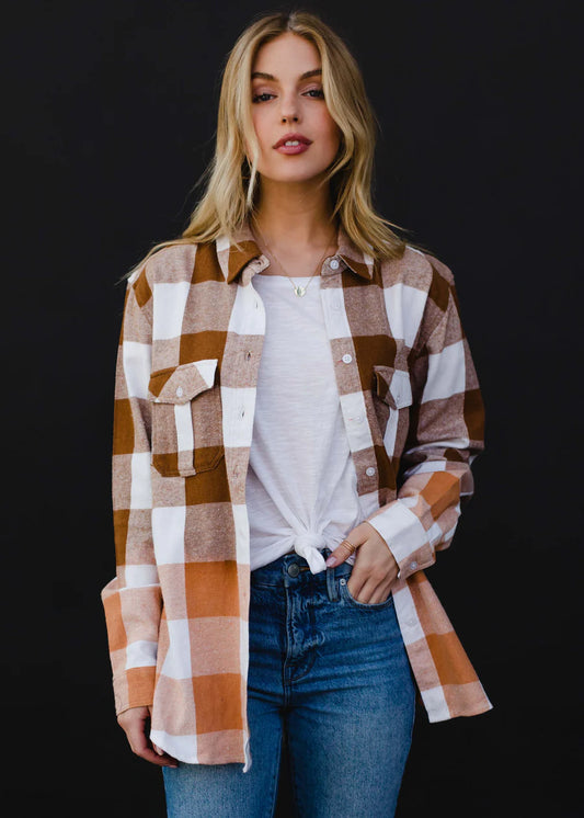 Brown & Ivory Plaid Flannel