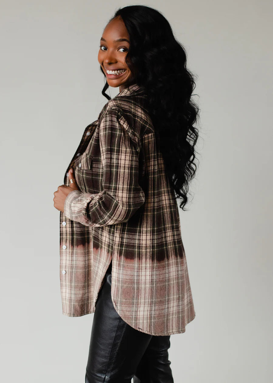 Green, Tan Black Plaid Flannel