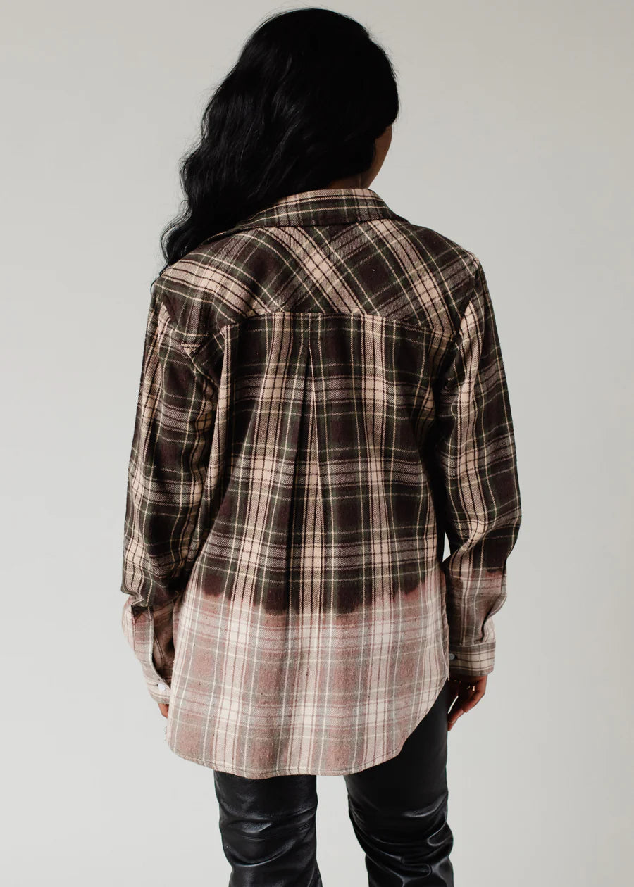 Green, Tan Black Plaid Flannel