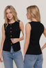 Sleeveless Texture Knit Vest: BLACK