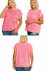 Plus Halo Snow Washed Cuffed Short Sleeve Tee: RED