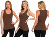 Ribbed Scoop Neck Tank Top: CHOCOLATE