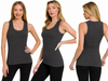 Ribbed Scoop Neck Tank Top: CHARCOAL