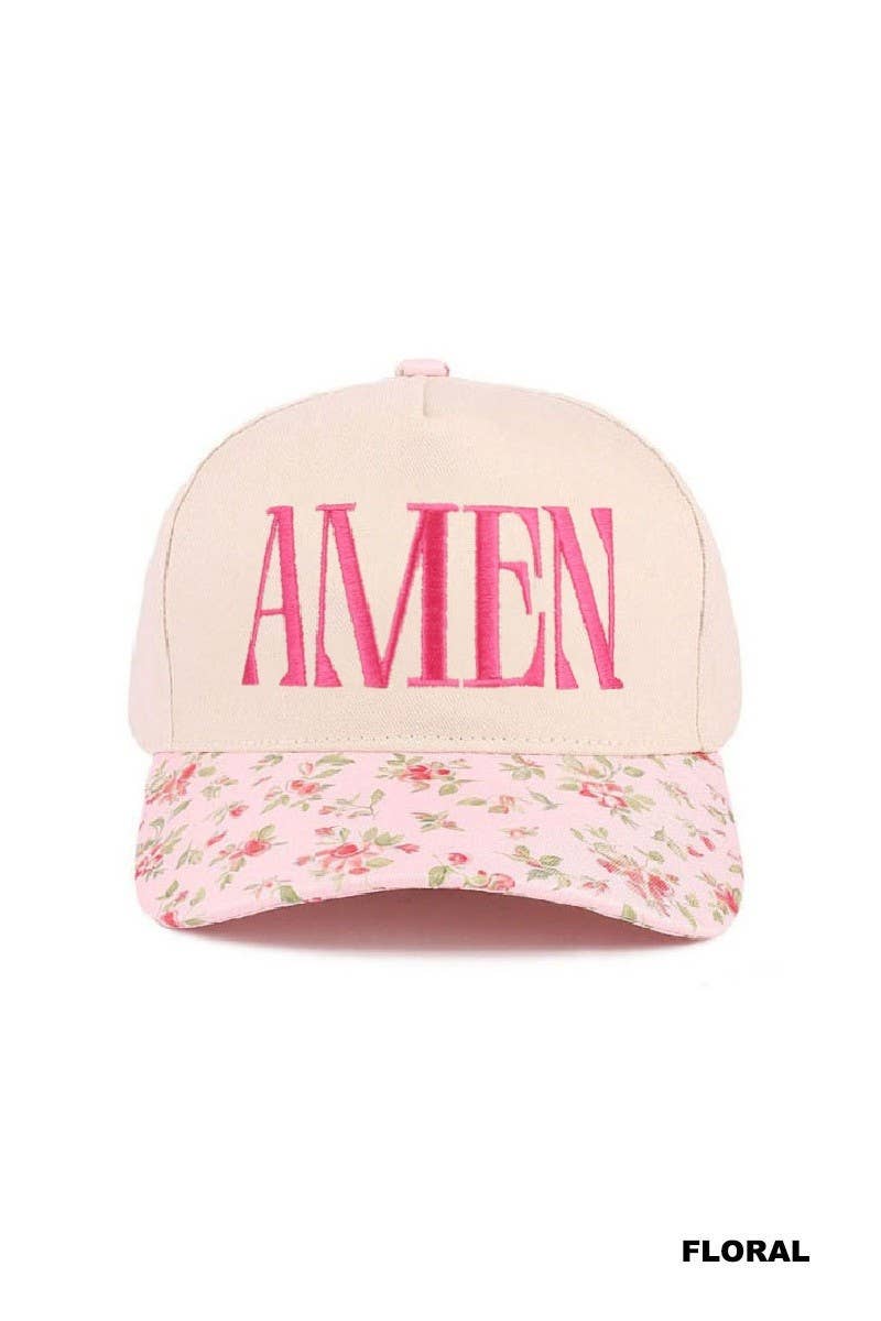 Amen Two Tone Cotton Hat: FLORAL