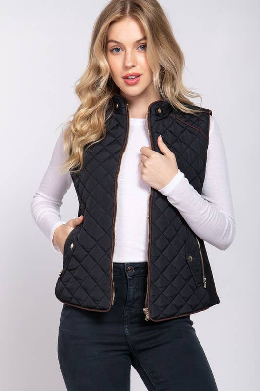 Hayle Quilted Vest- Black