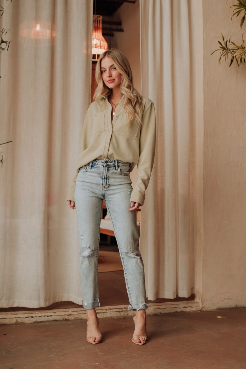 Lillie Super Soft Button Up Green
