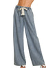 Wide Leg Drawstring Elastic Waistband Denim Pants: DENIM